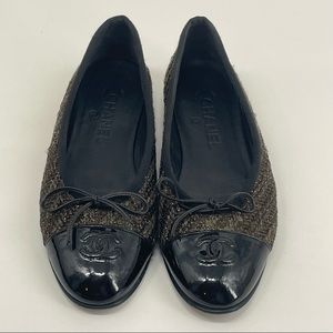 Chanel Tweed Ballerina Slippers Flats